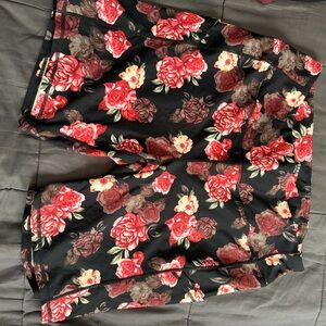 torrid Black Floral Bike Shorts with Red Roses
